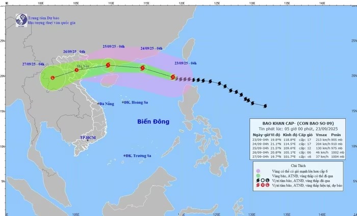 Siêu bão số 9 giật trên cấp 17, vượt qua Yagi, hướng vào Bắc Bộ