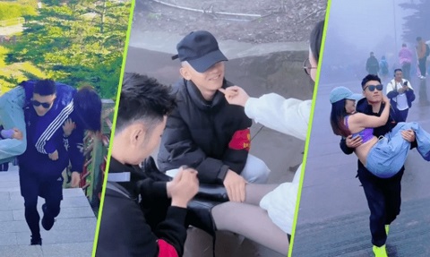 Leo núi kiểu mới ở Trung Quốc: Bỏ tiền thuê trai trẻ cõng, bế, mát-xa tận tình khiến dư luận dậy sóng